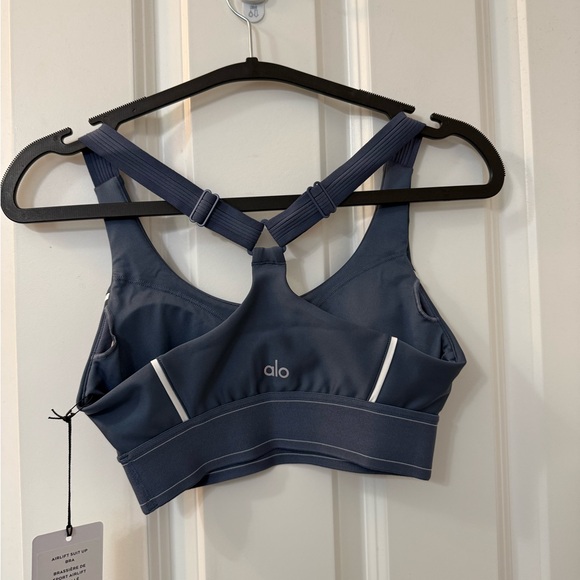 NWT ALO Yoga Airlift Suit Up Bra size XXSmall in Bluestone/White - Picture 4 of 6